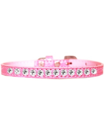 One Row Clear Jewel Croc Dog Collar Light Pink Size 10
