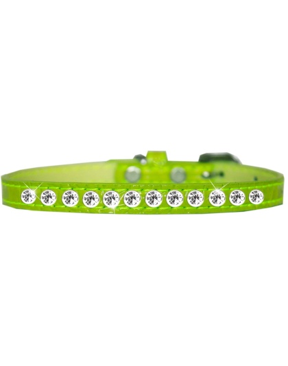 One Row Clear Jewel Croc Dog Collar Lime Green Size 10