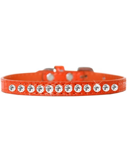 One Row Clear Jewel Croc Dog Collar Orange Size 10