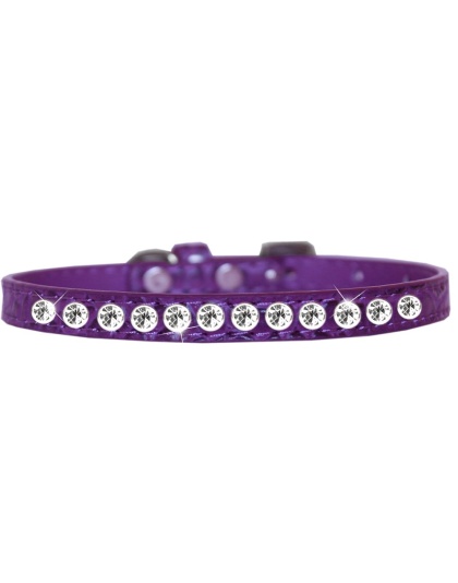One Row Clear Jewel Croc Dog Collar Purple Size 10