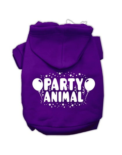 Party Animal Screen Print Pet Hoodies Purple Size Lg