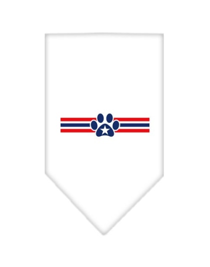 Patriotic Star Paw Screen Print Bandana White Large