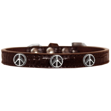Peace Sign Widget Croc Dog Collar Chocolate Size 10