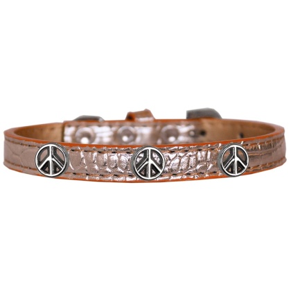 Peace Sign Widget Croc Dog Collar Copper Size 10