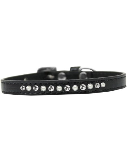Pearl and Clear Crystal Size 10 Black Puppy Ice Cream Collar
