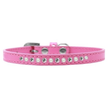 Pearl and Clear Crystal Size 10 Bright Pink Puppy Collar