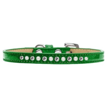 Pearl and Clear Crystal Size 10 Emerald Green Puppy Ice Cream Collar