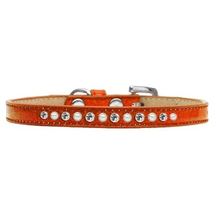 Pearl and Clear Crystal Size 10 Orange Puppy Ice Cream Collar