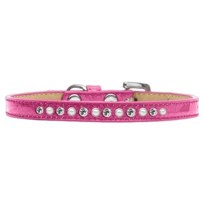 Pearl and Clear Crystal Size 10 Pink Puppy Ice Cream Collar