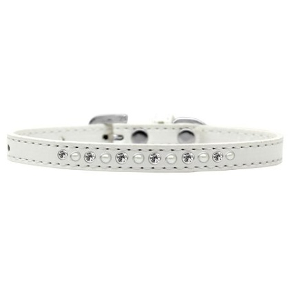 Pearl and Clear Crystal Size 10 White Puppy Collar