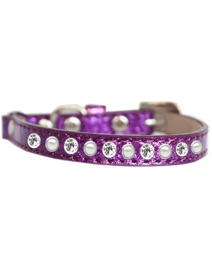 Pearl and Clear Jewel Ice Cream Cat safety collar Purple Size 10