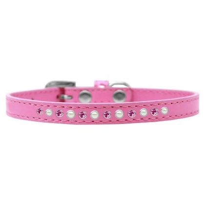 Pearl and Pink Crystal Size 10 Bright Pink Puppy Collar