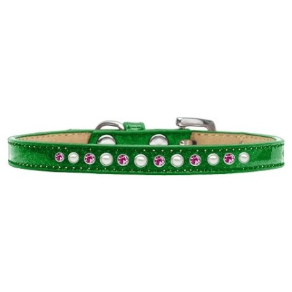 Pearl and Pink Crystal Size 10 Emerald Green Puppy Ice Cream Collar