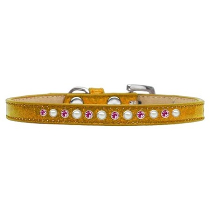 Pearl and Pink Crystal Size 10 Gold Puppy Ice Cream Collar
