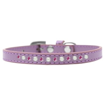 Pearl and Pink Crystal Size 10 Lavender Puppy Collar