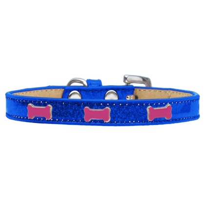 Pink Bone Widget Dog Collar Blue Ice Cream Size 10