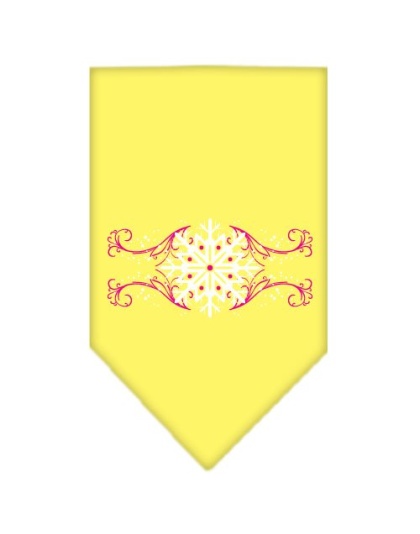 Pink Snowflake Swirls Screen Print Bandana Yellow Large
