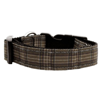 Plaid Nylon Collar Brown Large