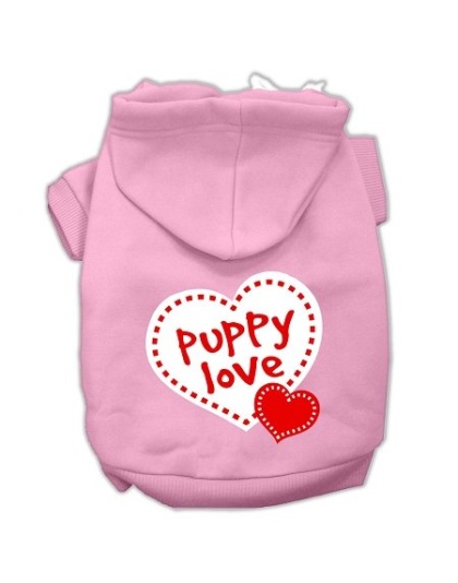 Puppy Love Screen Print Pet Hoodies Light Pink Size Lg