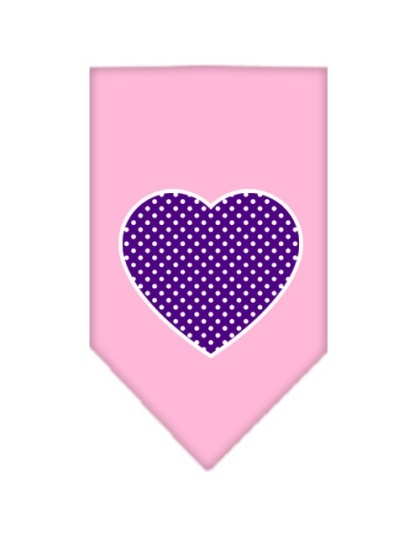 Purple Swiss Dot Heart Screen Print Bandana Light Pink Large