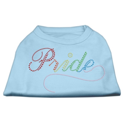 Rainbow Pride Rhinestone Shirts Baby Blue XS
