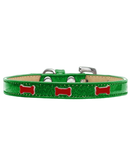 Red Bone Widget Dog Collar Emerald Green Ice Cream Size 10