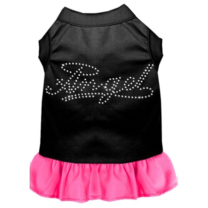 Rhinestone Angel Dress Black with Bright Pink Lg