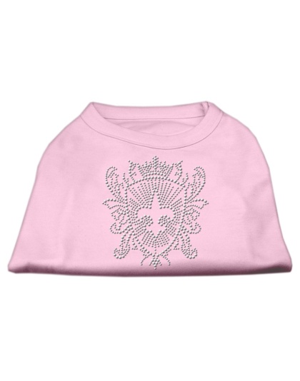 Rhinestone Fleur De Lis Shield Shirts Light Pink L