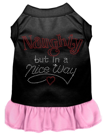 Rhinestone Naughty but in a nice way Dress Black with Light Pink Lg