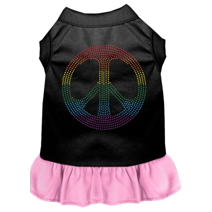Rhinestone Rainbow Peace Dress Black with Light Pink Lg