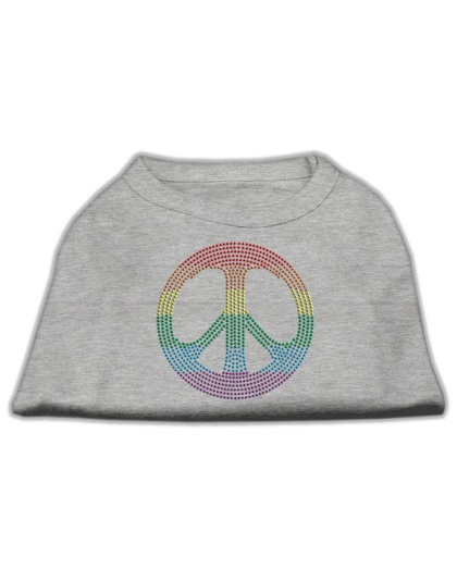 Rhinestone Rainbow Peace Sign Shirts Grey L