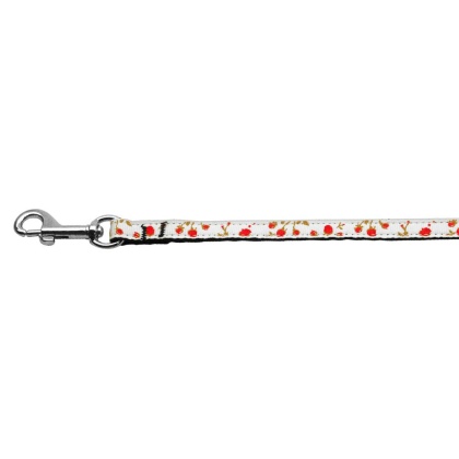 Roses Nylon Ribbon Leash Red 3/8 inch wide 4ft Long
