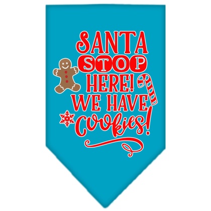 Santa, We Have Cookies Screen Print Bandana Turquoise Large