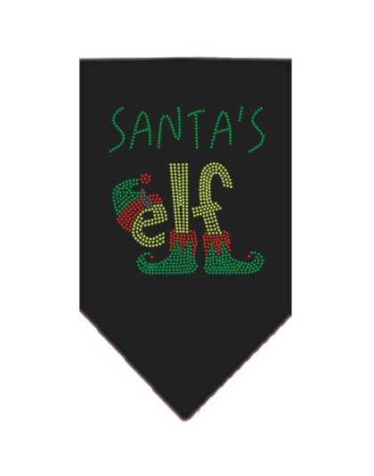 Santa's Elf Rhinestone Bandana Black Large