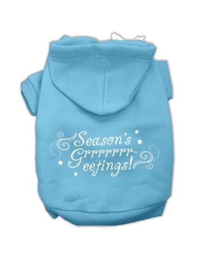 Seasons Greetings Screen Print Pet Hoodies Baby Blue Size L