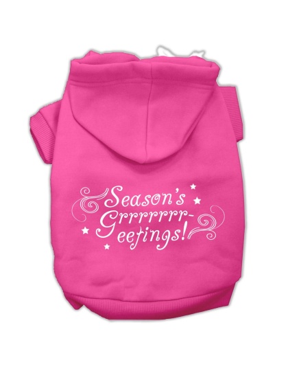 Seasons Greetings Screen Print Pet Hoodies Bright Pink Size L