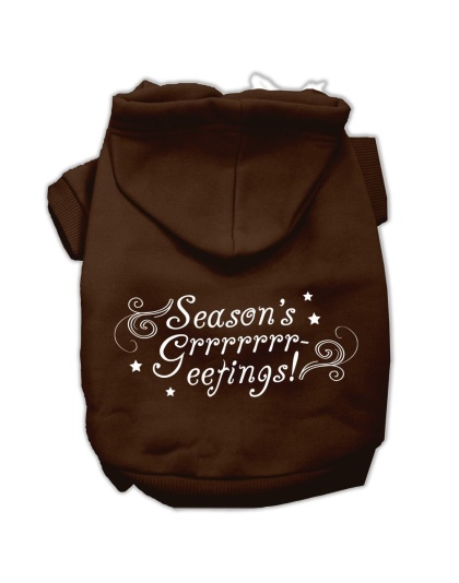 Seasons Greetings Screen Print Pet Hoodies Brown Size L