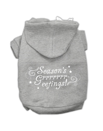 Seasons Greetings Screen Print Pet Hoodies Grey Size L