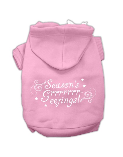 Seasons Greetings Screen Print Pet Hoodies Light Pink Size L