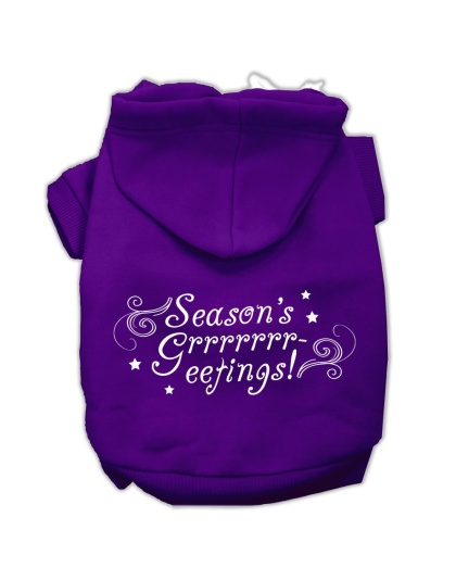 Seasons Greetings Screen Print Pet Hoodies Purple Size L