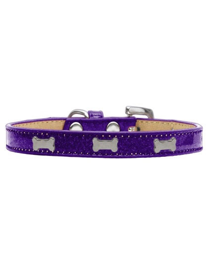 Silver Bone Widget Dog Collar Purple Ice Cream Size 10