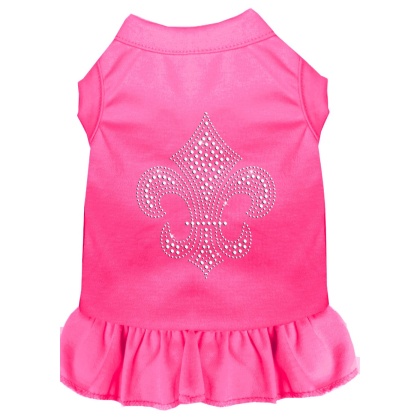 Silver Fleur de Lis Rhinestone Dress Bright Pink 4X