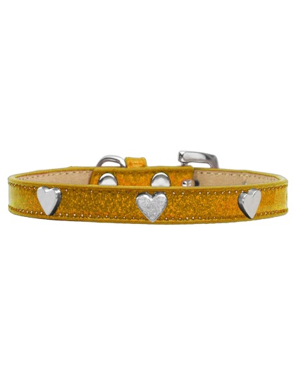 Silver Heart Widget Dog Collar Gold Ice Cream Size 10