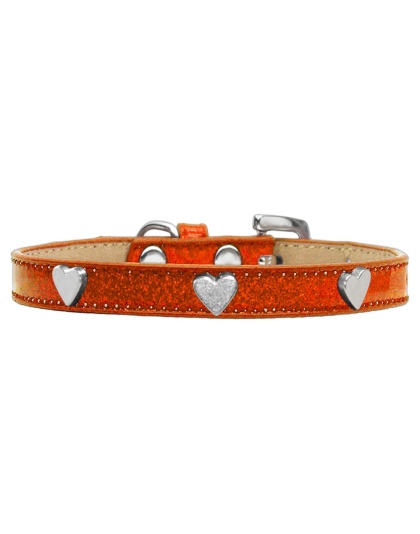 Silver Heart Widget Dog Collar Orange Ice Cream Size 10