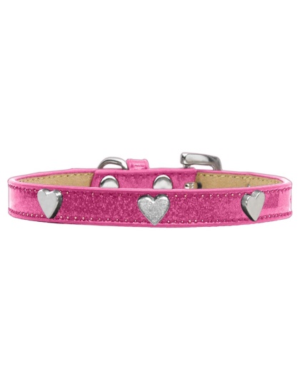 Silver Heart Widget Dog Collar Pink Ice Cream Size 10