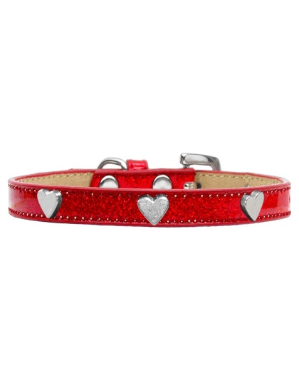 Silver Heart Widget Dog Collar Red Ice Cream Size 10