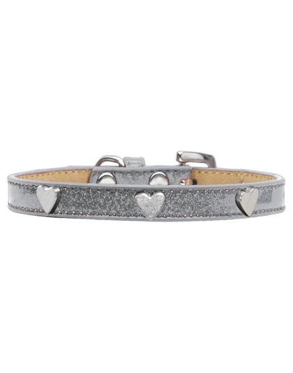 Silver Heart Widget Dog Collar Silver Ice Cream Size 10