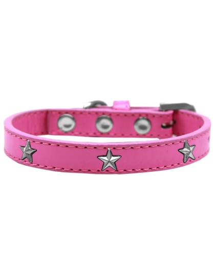 Silver Star Widget Dog Collar Bright Pink Size 10