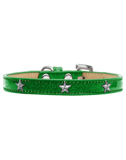 Silver Star Widget Dog Collar Emerald Green Ice Cream Size 10