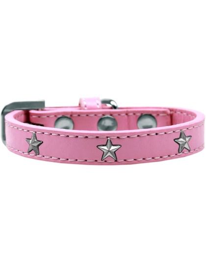 Silver Star Widget Dog Collar Light Pink Size 10